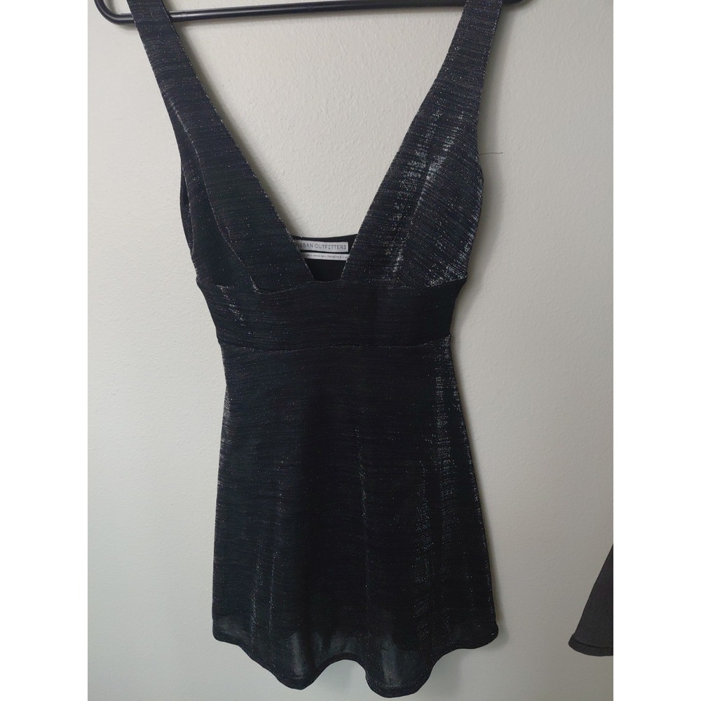 Urban Outfitters Plunging Sparkly Metallic Mini Dress Sz XS Formal Dressy Boho